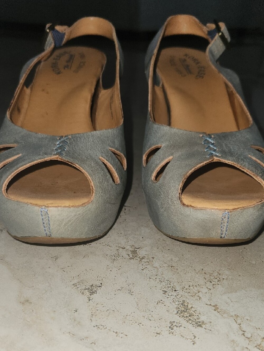 Kork-Ease Women's Gray Peep Toe Slingback Sandals - Picture 3 of 7